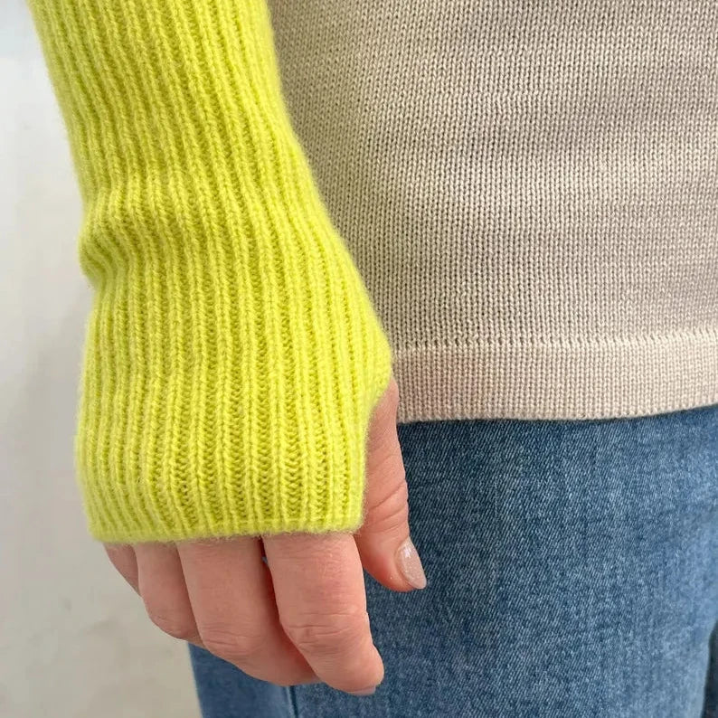 Kaschmir Merinowolle Handstulpen Gelb, Knallgelb, Freiberg Knitwear