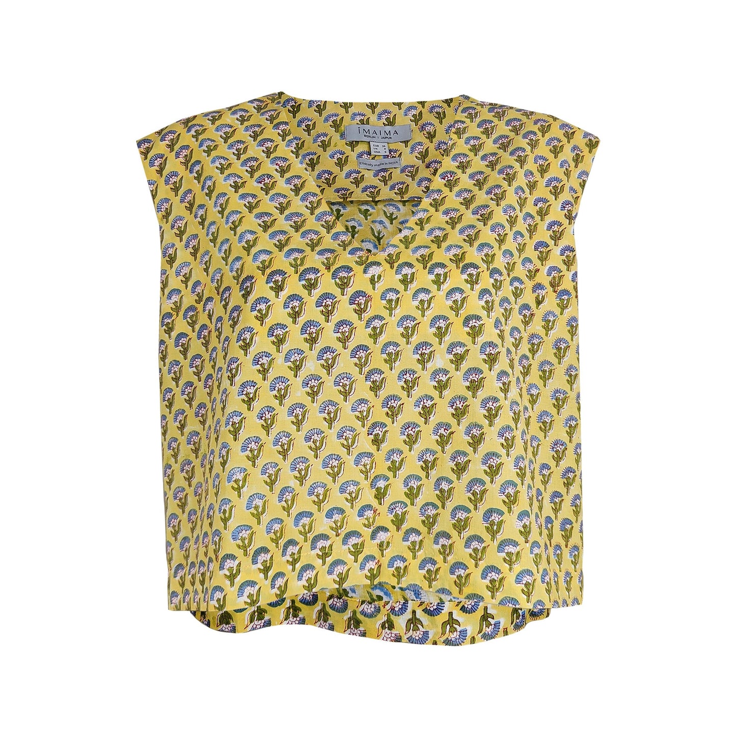 GOLBAHAR block print v-neck Top