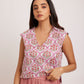 GOLBAHAR block print v-neck Top