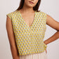 GOLBAHAR block print v-neck Top